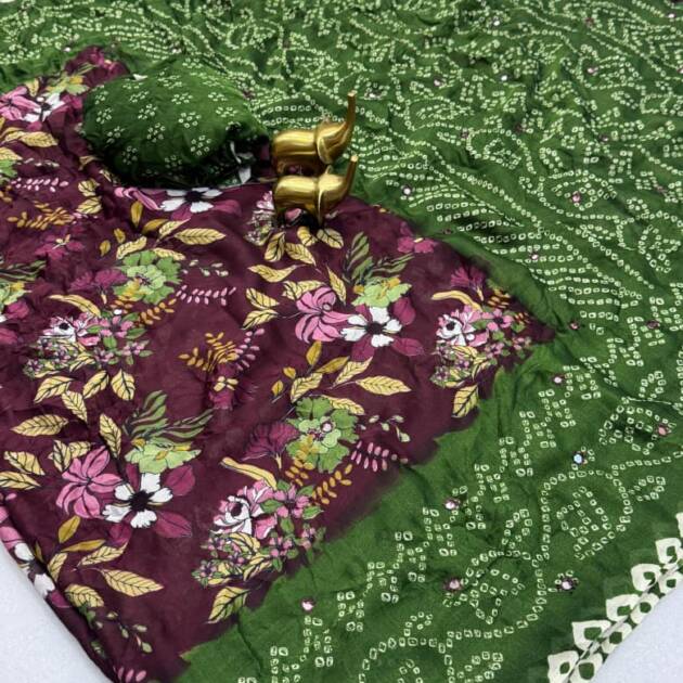 Kalmkari With Bandhani Saree