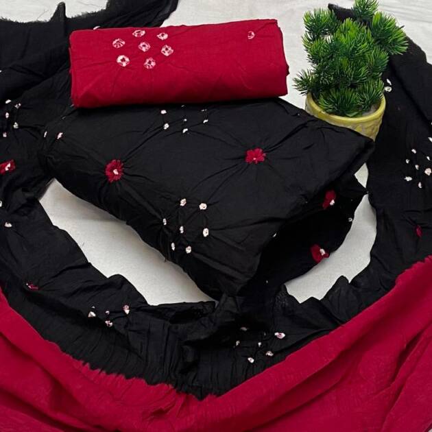 Cotton Bandhani Salwar Material