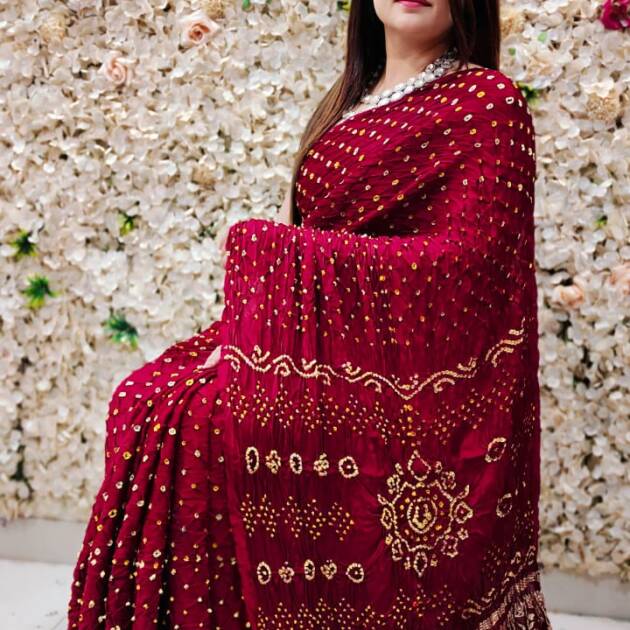 Bandhani Barik Bandhej Saree