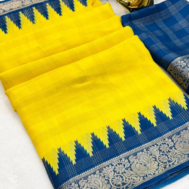 Massmello Weaving Jari Chex With Heavy Jeq Border Saree