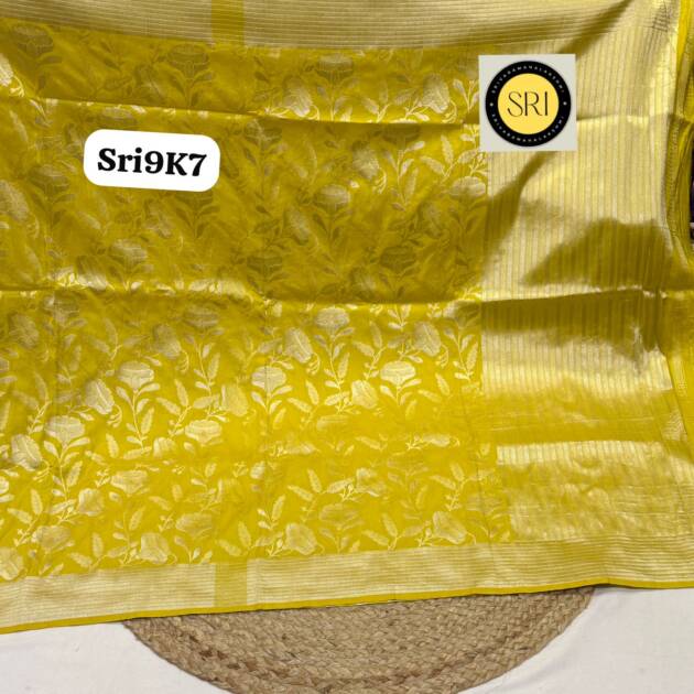 Viscous Kaddi Georgette Silver Jari Motifs Saree