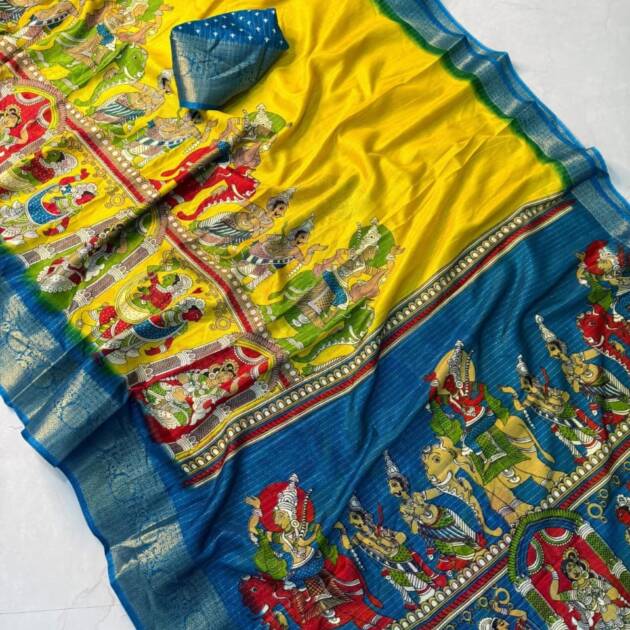 Kalamkari Printed Silk Saree