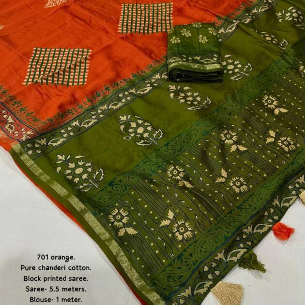 Chanderi Ajrakh Saree
