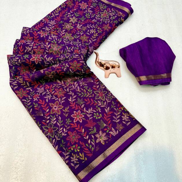 Tusser Kashmiri Printed Saree